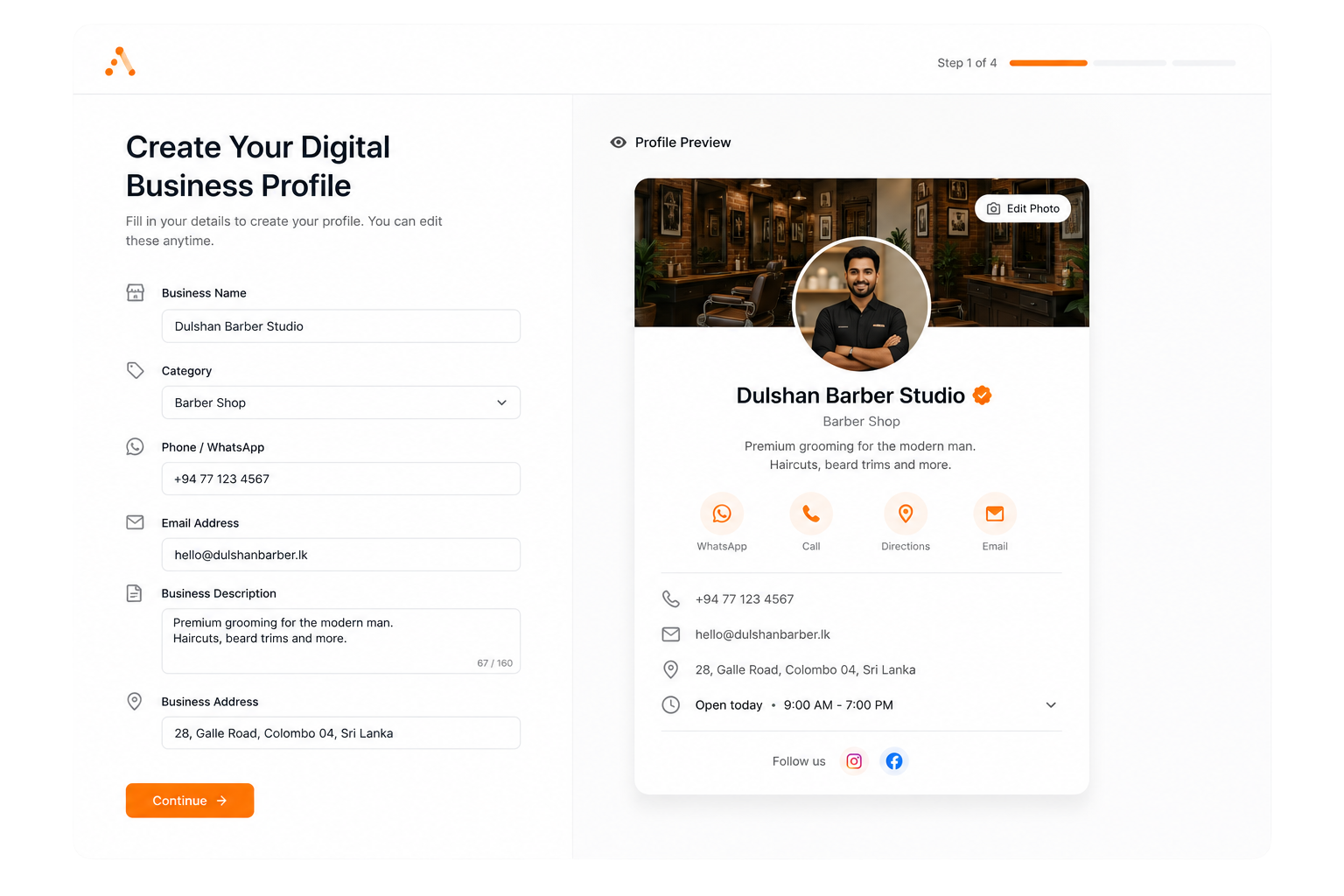 We set up your business profile